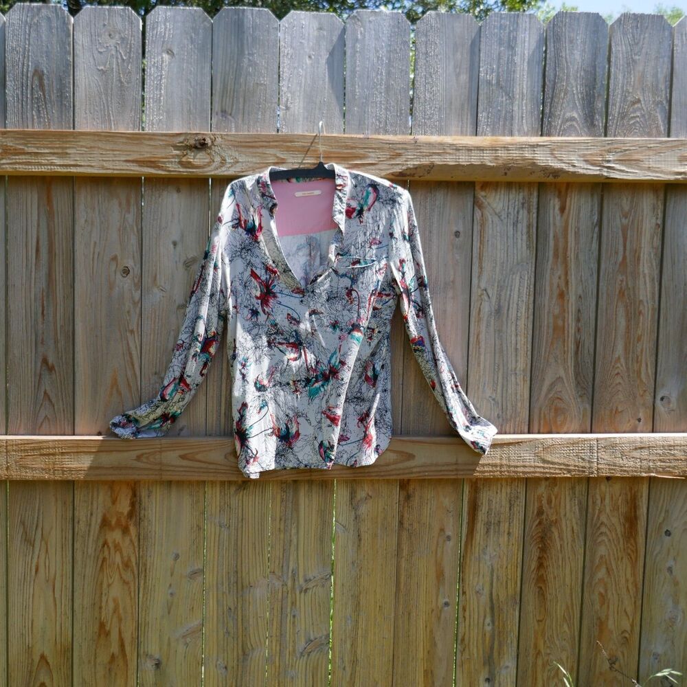 Skunkfunk  Nissa 2 Popover Top Long Sleeve Floral Blouse Small Size 4-6